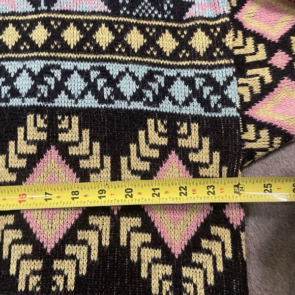 80s 90s Sweater Size L/XL New Wave Fair Isle Blue Bird Fuzzy Crewneck Pastel - Picture 6 of 9